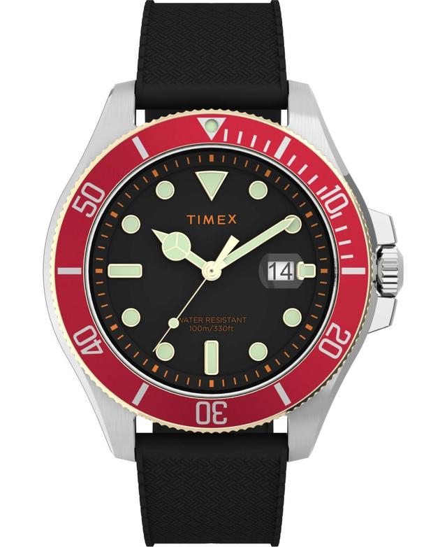 Timex Mens Harborside Coast Black Silicone Watch 43mm Product Image