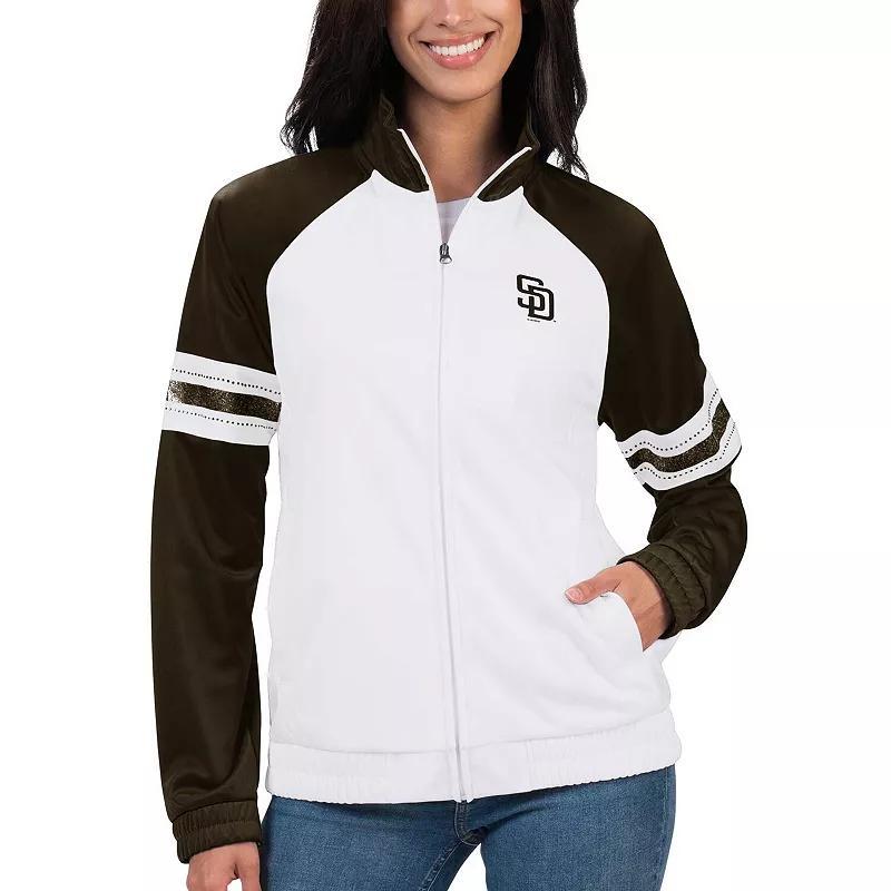 Womens G-III 4Her by Carl Banks San Diego Padres Show Up Raglan Full-Zip Track Jacket Product Image