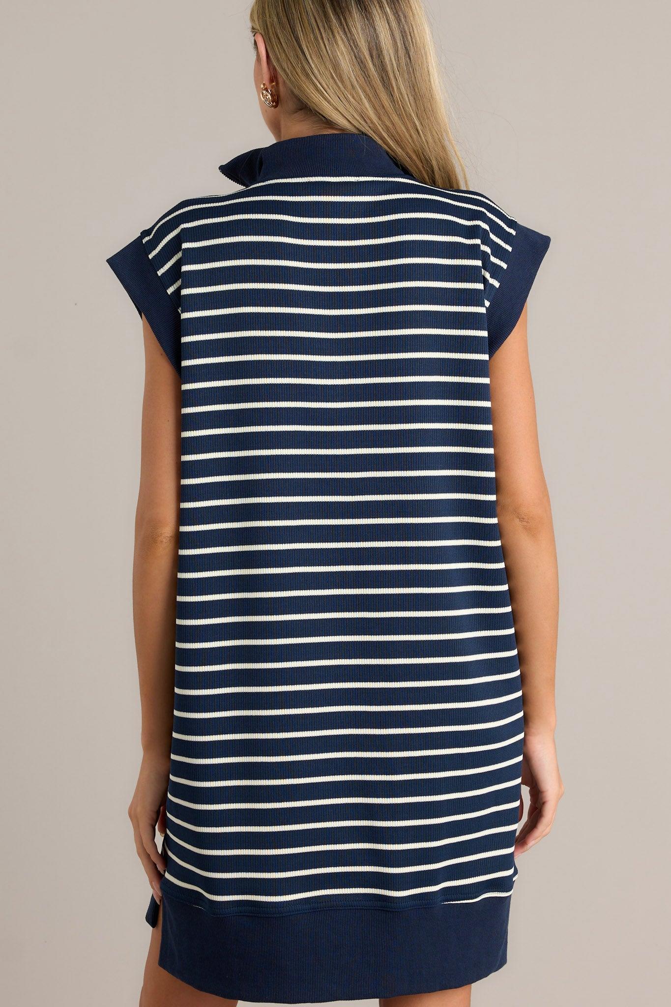 Leave It To Me Navy Stripe Mini Dress Product Image