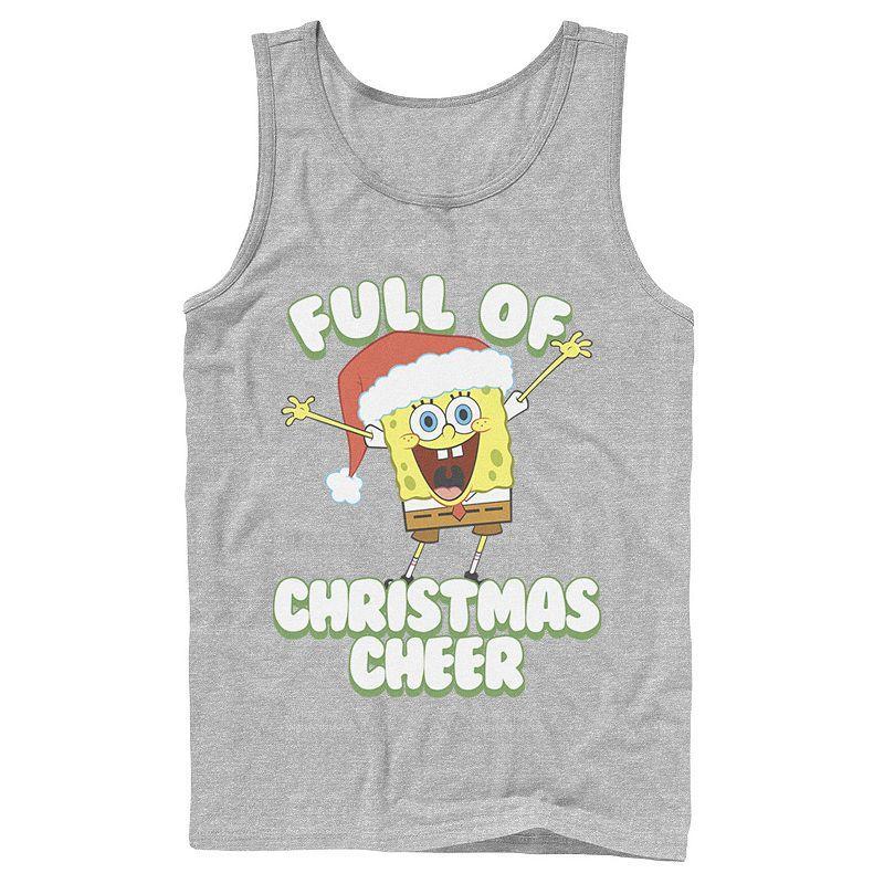 Mens SpongeBob SquarePants Full of Cheer Tank Top Top Athletic Grey Product Image