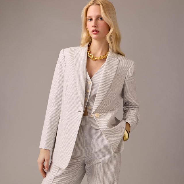 Collection tuxedo blazer in Italian linen blend with Lurex® metallic threads Product Image