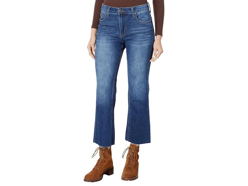 KUT from the Kloth Kelsey Fab Ab Raw Hem High Waist Ankle Flare Jeans Product Image