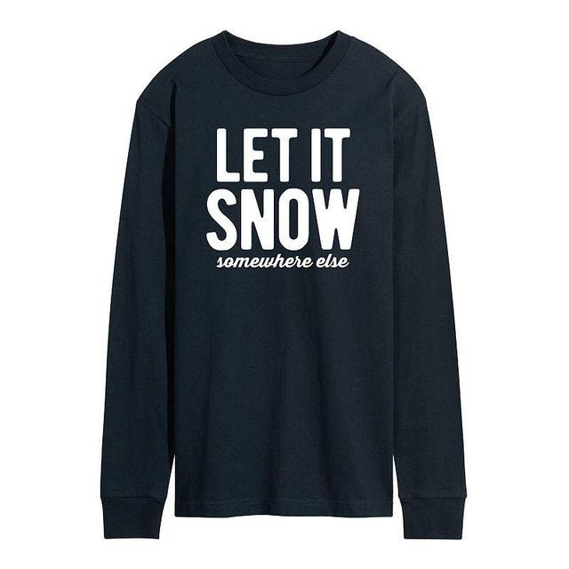 Mens Let It Snow Somewhere Else Long Sleeve Tee Blue Product Image