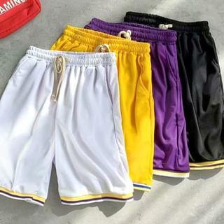 Drawstring Waist Contrast Trim Sweatshorts Product Image