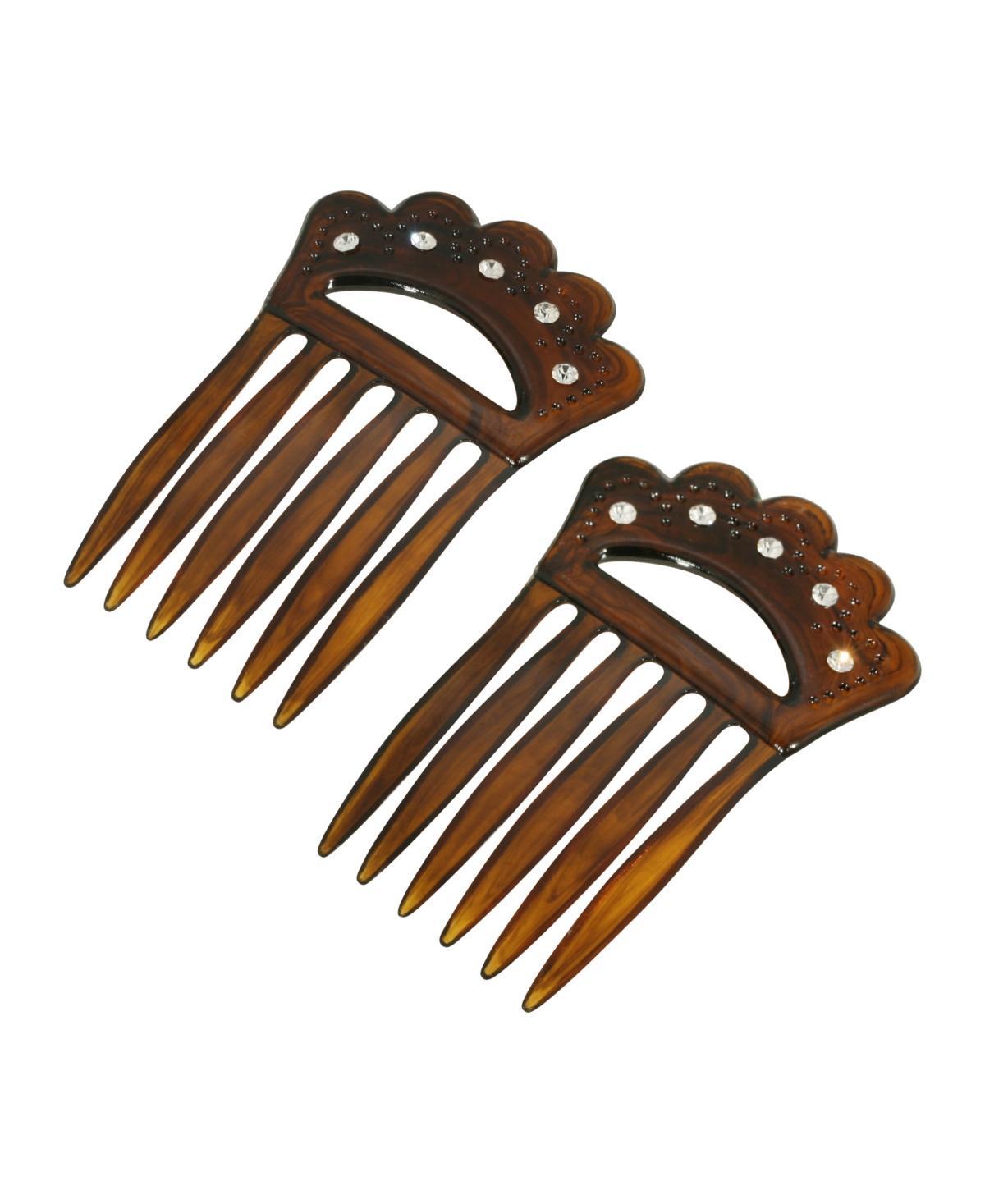 Womens Plastic with Clear Crystal Double Hair Comb Product Image