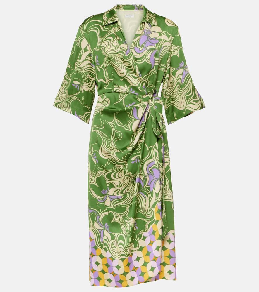 Dakola Printed Wrap Midi Dress In Green Product Image