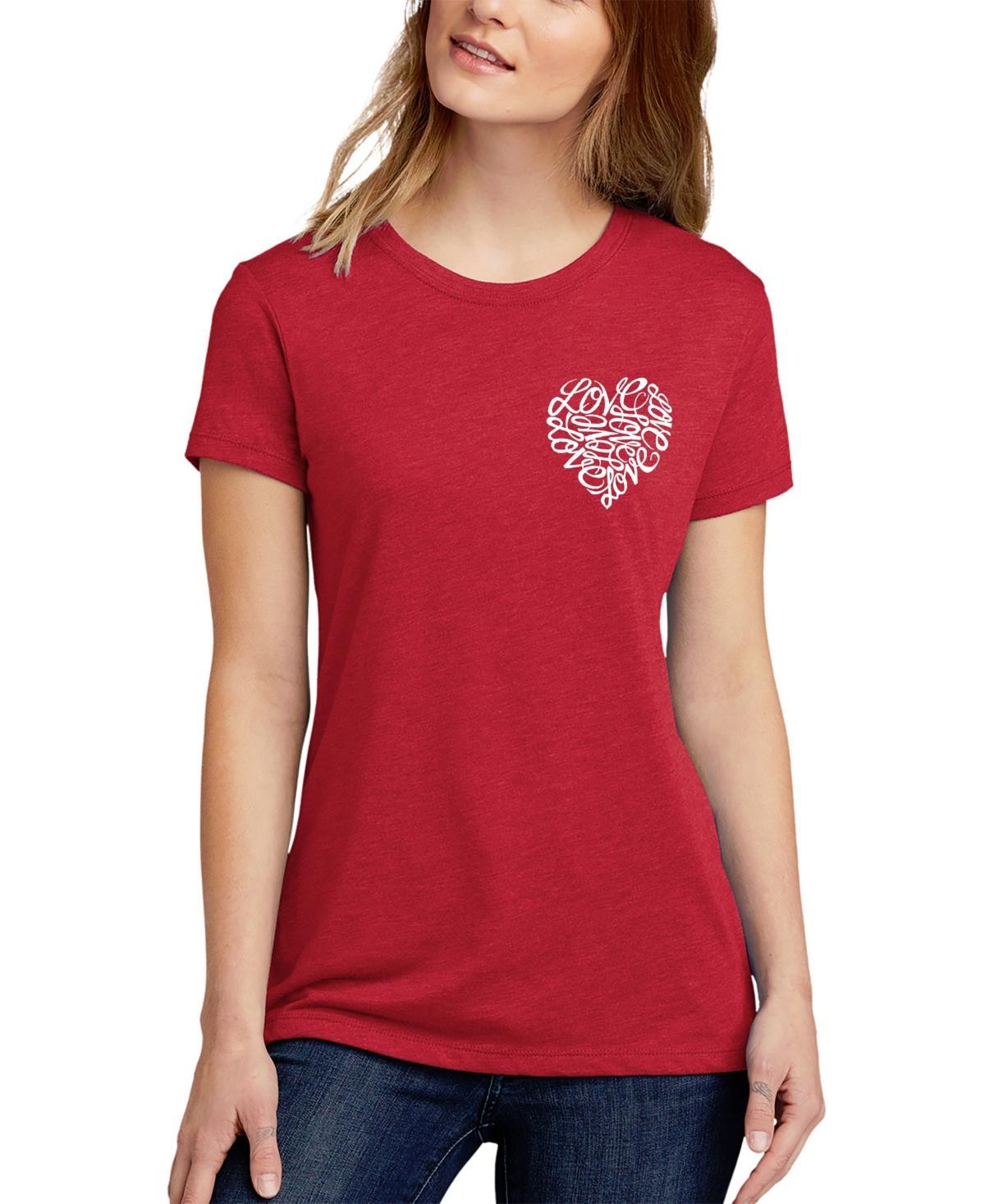 La Pop Art Womens Premium Blend Word Art Cursive Heart T-Shirt Product Image