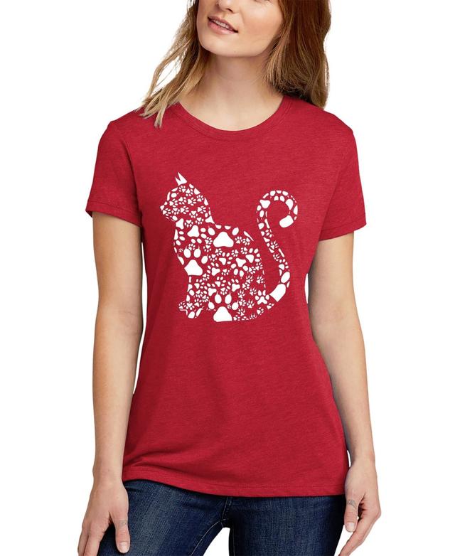 La Pop Art Womens Premium Blend Word Art Cat Paws T-Shirt Product Image