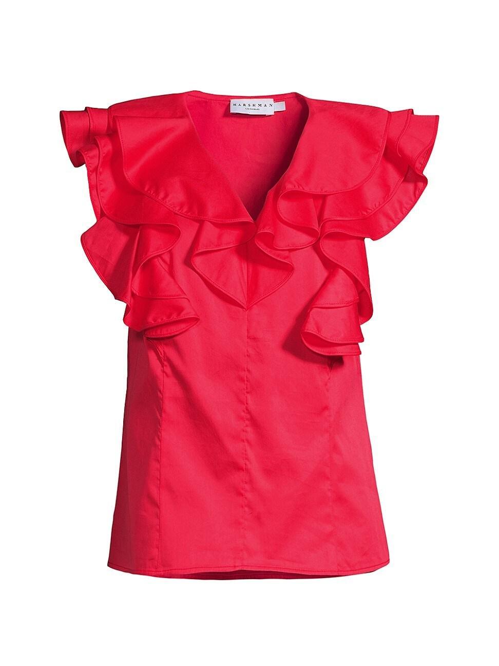 Womens Yurika Ruffled Cotton Blouse Product Image