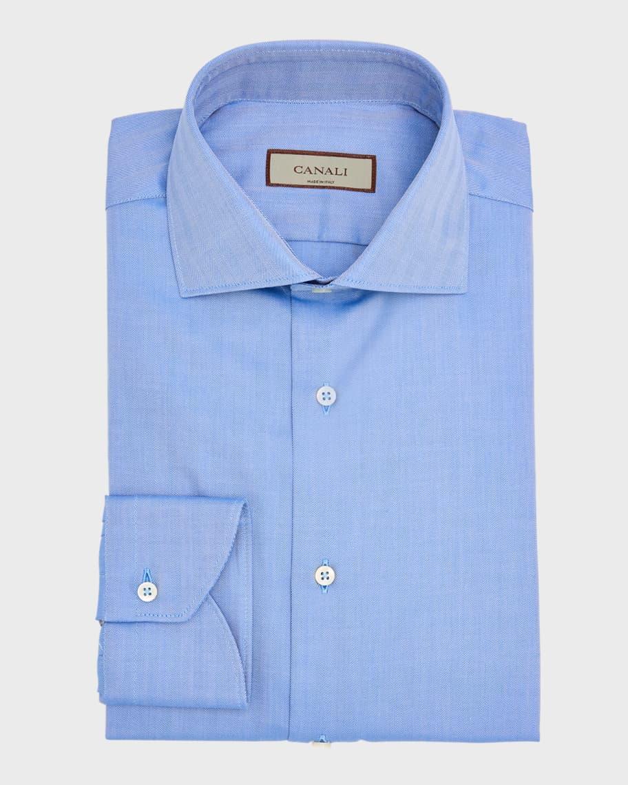 Mens Cotton Herringbone Dress Shirt Product Image