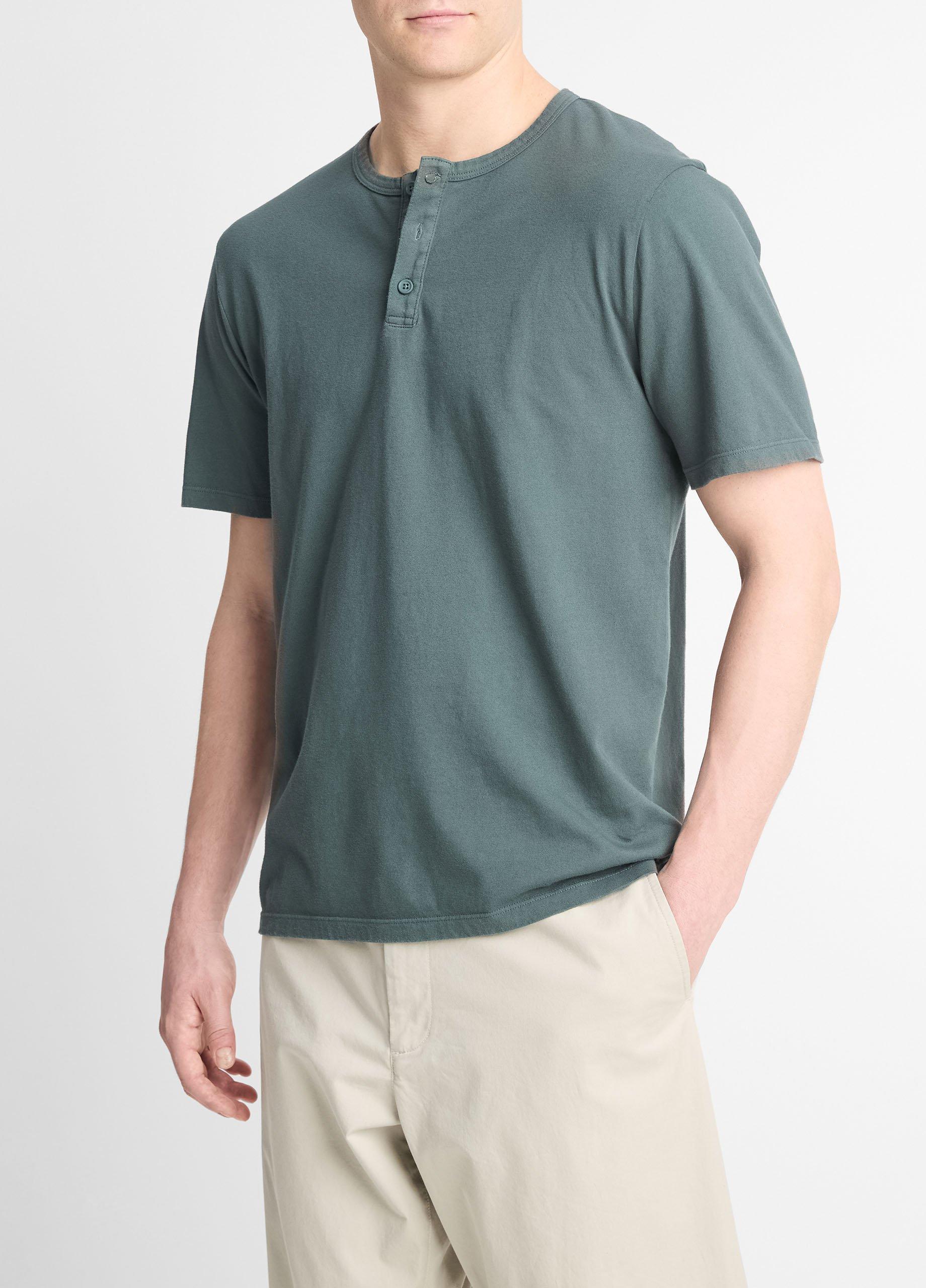 Garment Dye Cotton Short-Sleeve Henley Product Image