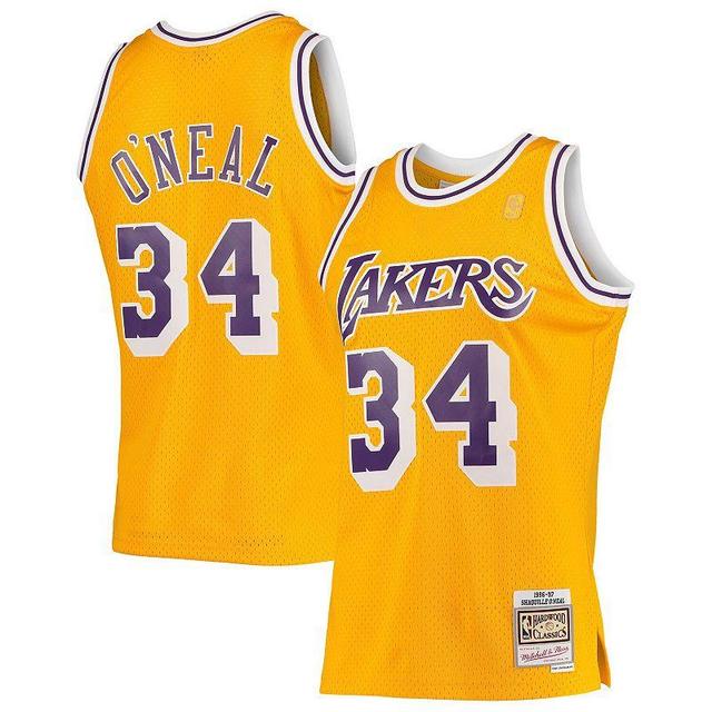 Mens Mitchell & Ness Shaquille ONeal Los Angeles Lakers Hardwood Classics Swingman Jersey Product Image