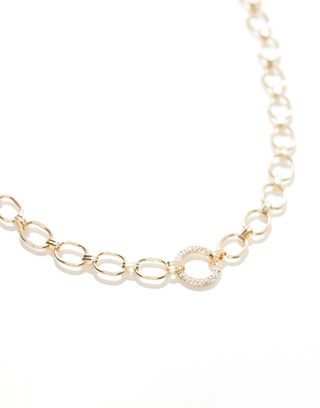 SVNX chunky circle chain necklace in gold Product Image