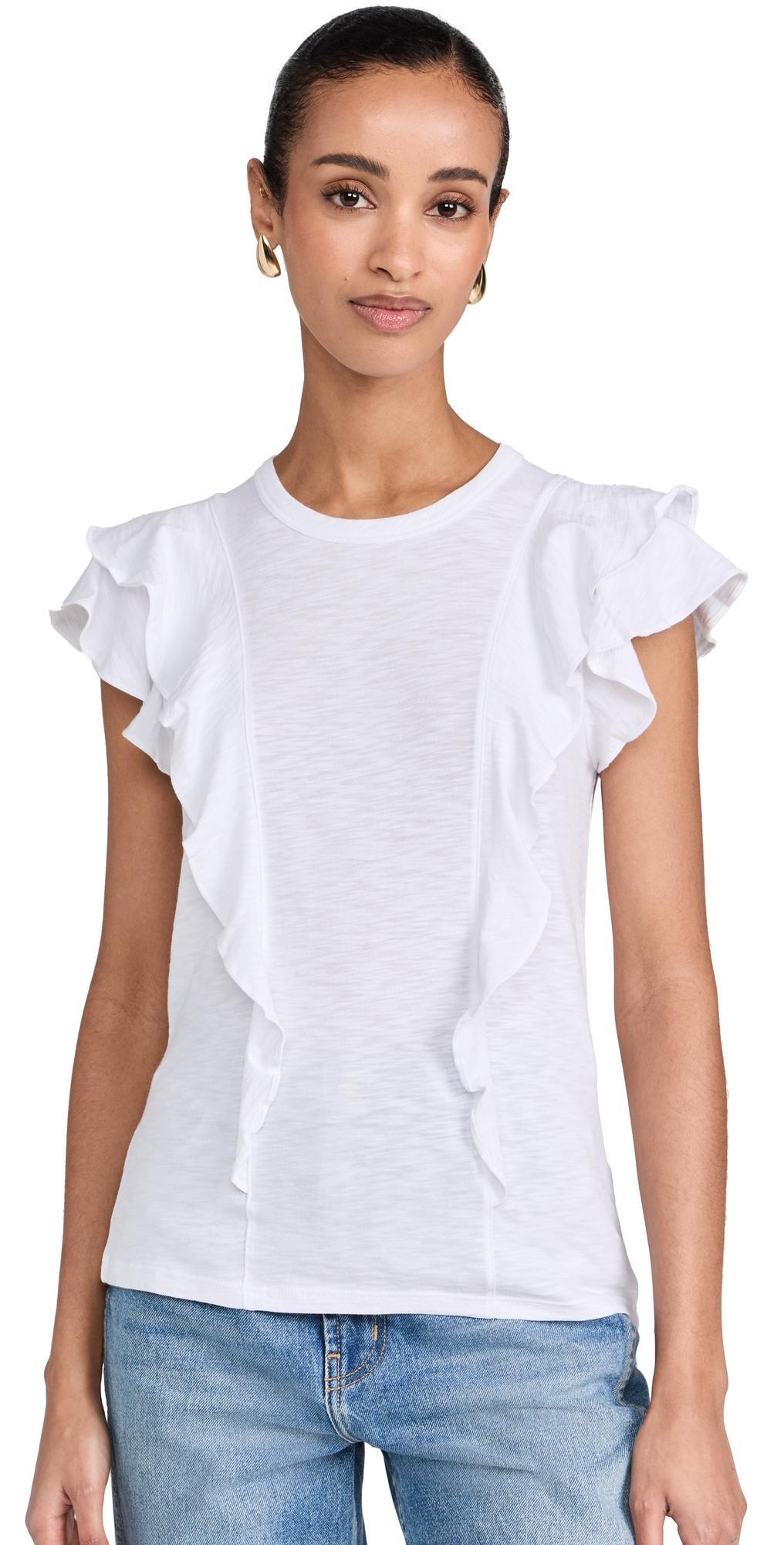 Womens Bea Ruffled Cotton T-Shirt Product Image