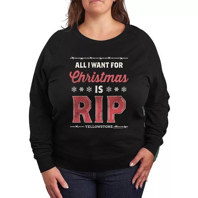 Plus Size Yellowstone Rip Wheeler Christmas Lightweight French Terry Sweatshirt, Womens Product Image