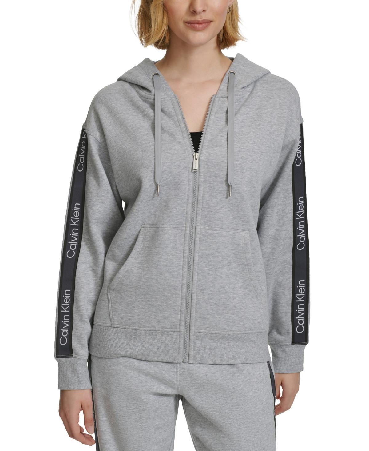 Calvin Klein Performance Womens Fleece Logo Stripe Full Zip Hoodie Product Image