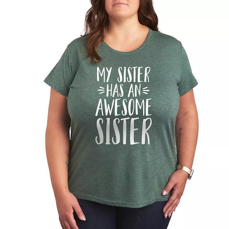 Plus My Sister Has Awesome Sister Graphic Tee, Womens Grey Blue Product Image