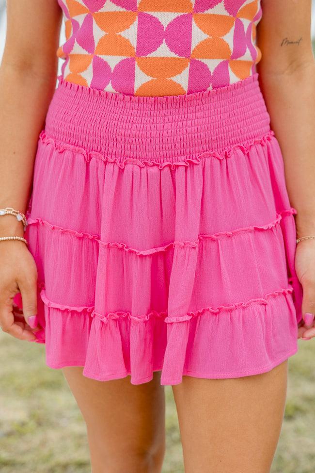 Through The Garden Pink Solid Mini Skort FINAL SALE Product Image