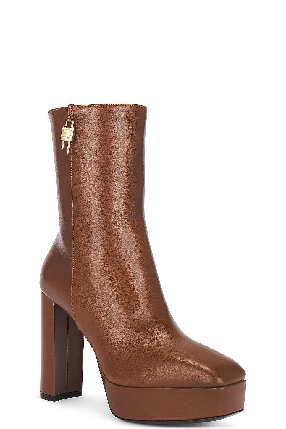 Givenchy G Lock Platform Ankle Boot in Brown Product Image