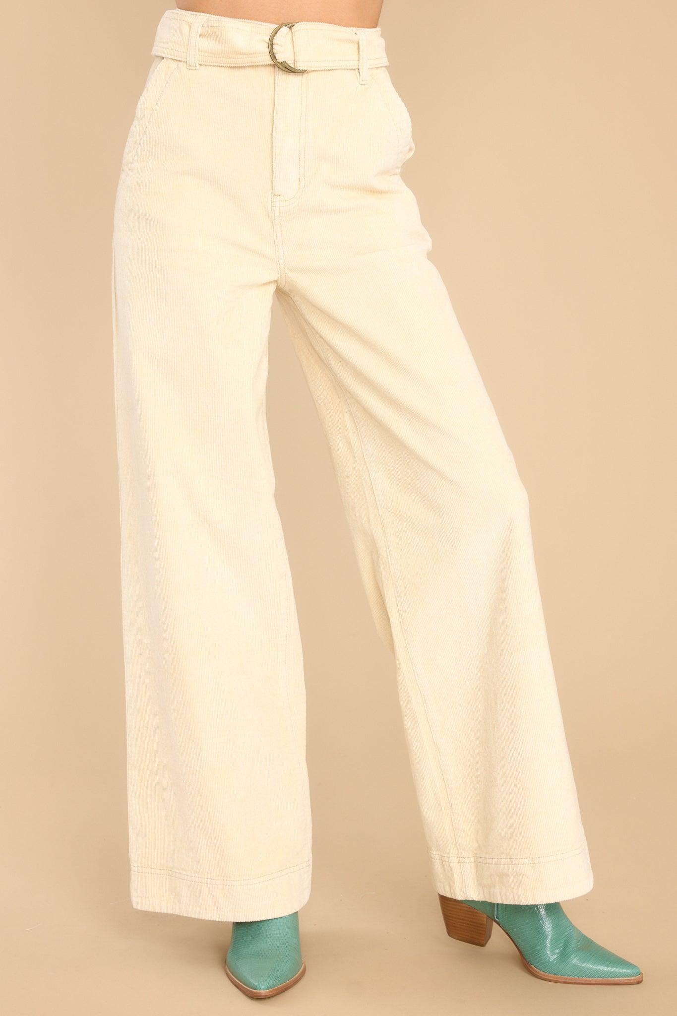 Thea Cord Cream Pants White Product Image