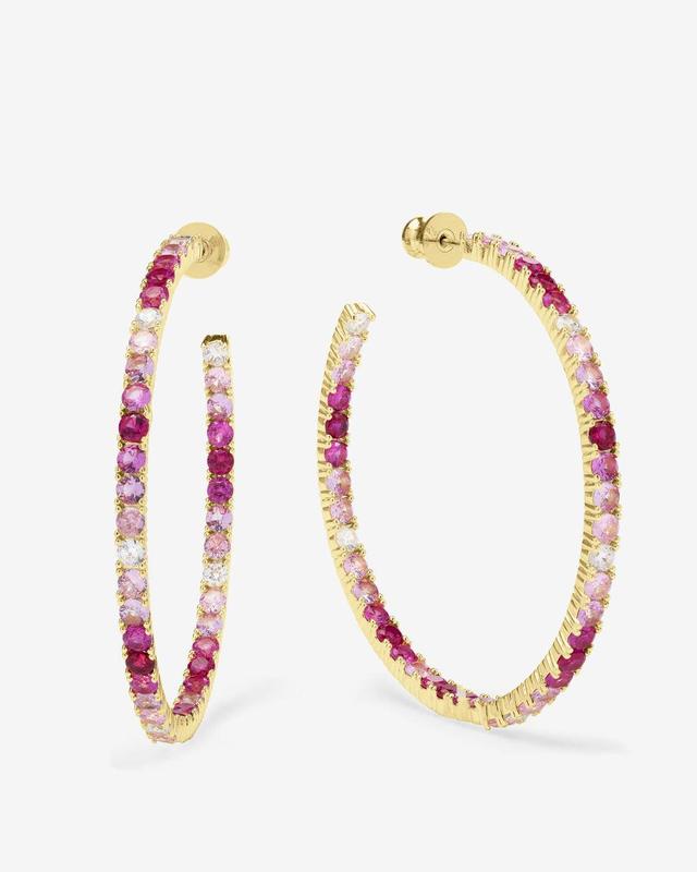 Heiress Ombré Hoops 2" - Gold|Pink Sapphire Ombré Product Image