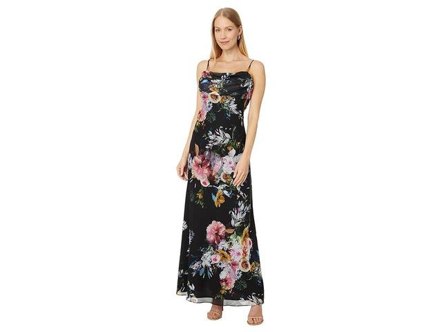 Betsy & Adam Long Drape Floral Print Multi) Women's Dress Product Image