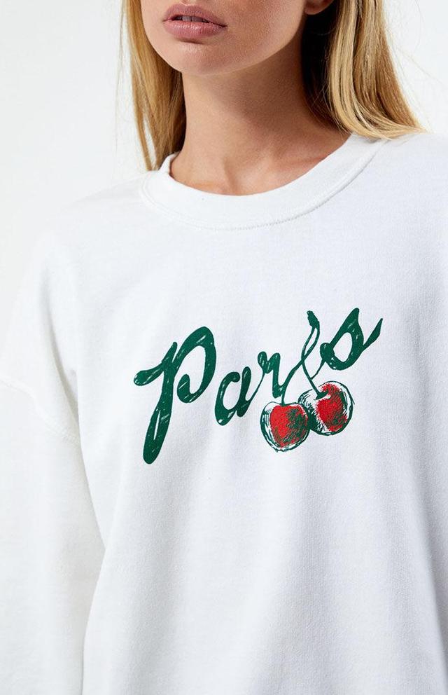 Golden Hour Womens Paris Cherries Crew Neck Sweatshirt Product Image