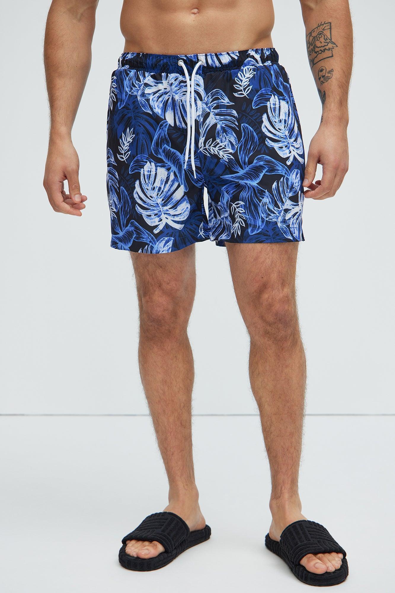 Palm Sketches Swim Trunks - Navy Product Image