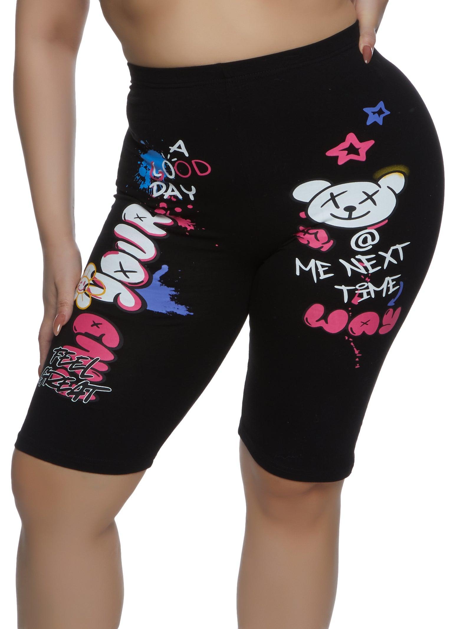 Womens Plus Size Find Your Way Graffiti Biker Shorts Product Image