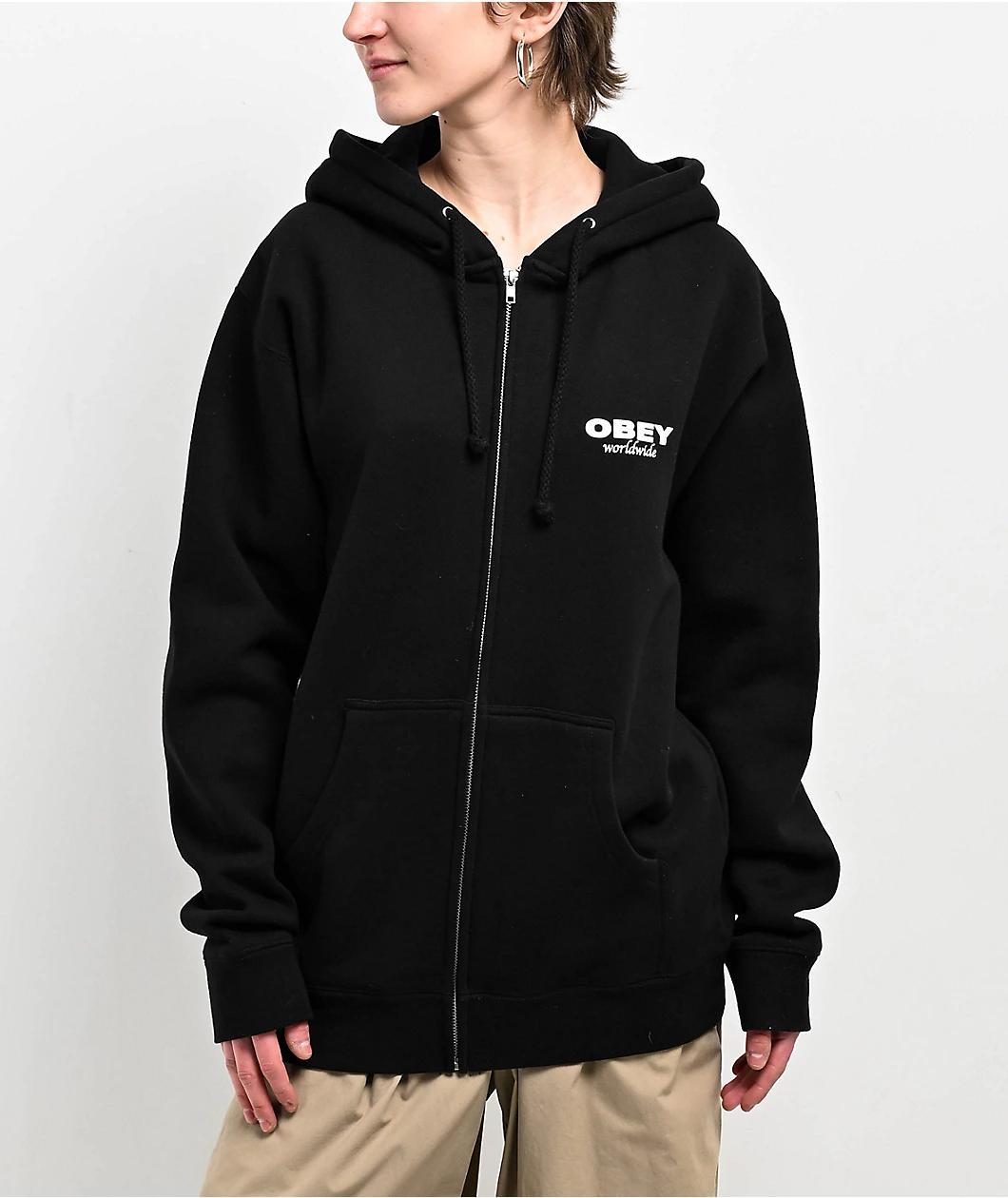 Obey Piece Of Heaven Black Zip Hoodie Product Image