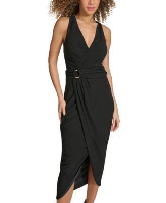 Women's Faux-Wrap Midi Dress Product Image