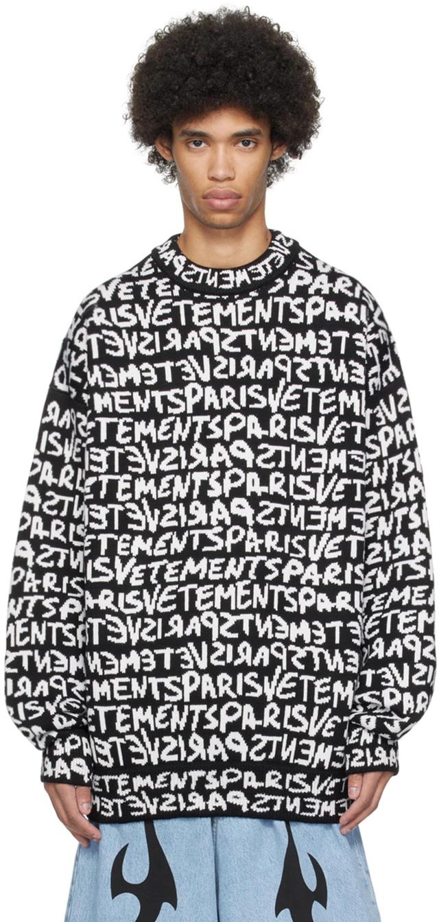 Black & White Graffiti Monogram Sweater In Black / White Product Image