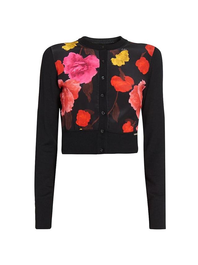 Womens Floral Wool-Silk Cardigan Product Image