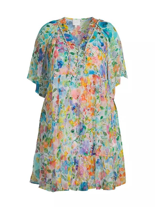 Plus Margaret Wild Blooms Silk Minidress Product Image