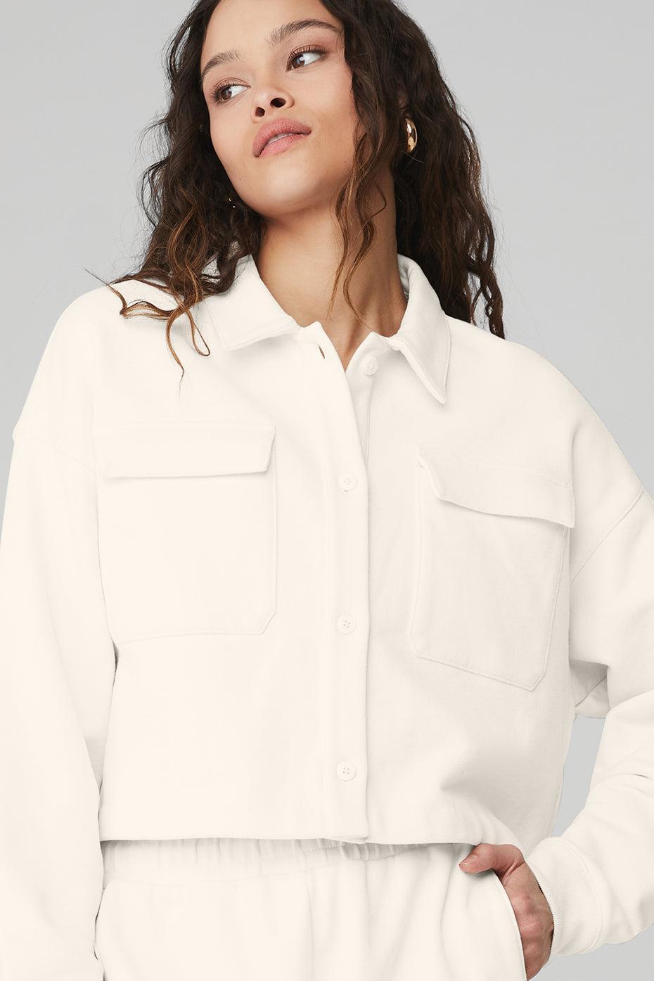 Renown Cropped Button-Up Pullover - Ivory Female Product Image