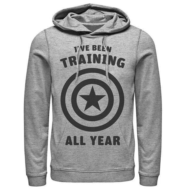 Mens Marvel Avengers Captain America Training All Year Logo Hoodie Athletic Grey Product Image