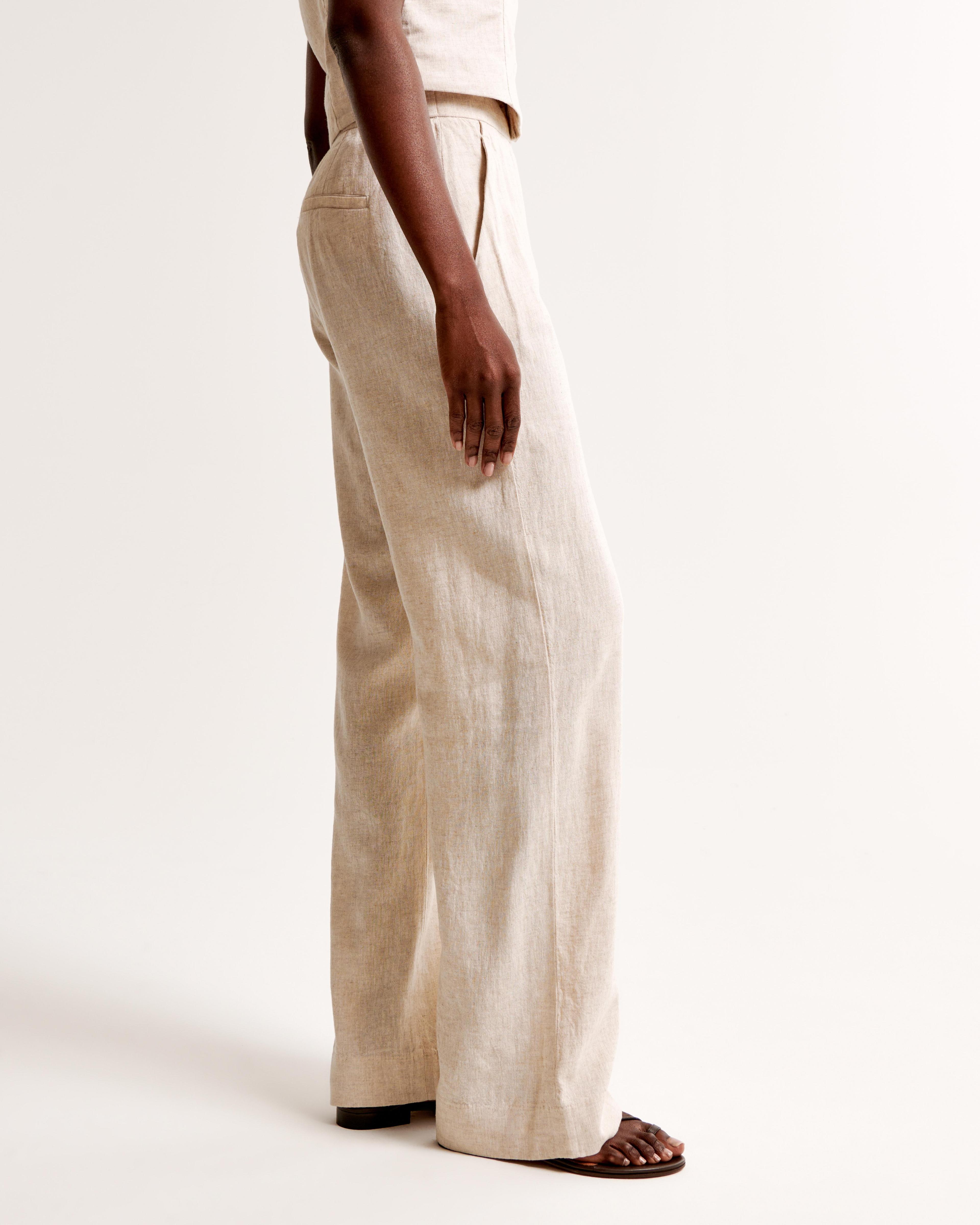 Linen-Blend Tailored Straight Pant Product Image