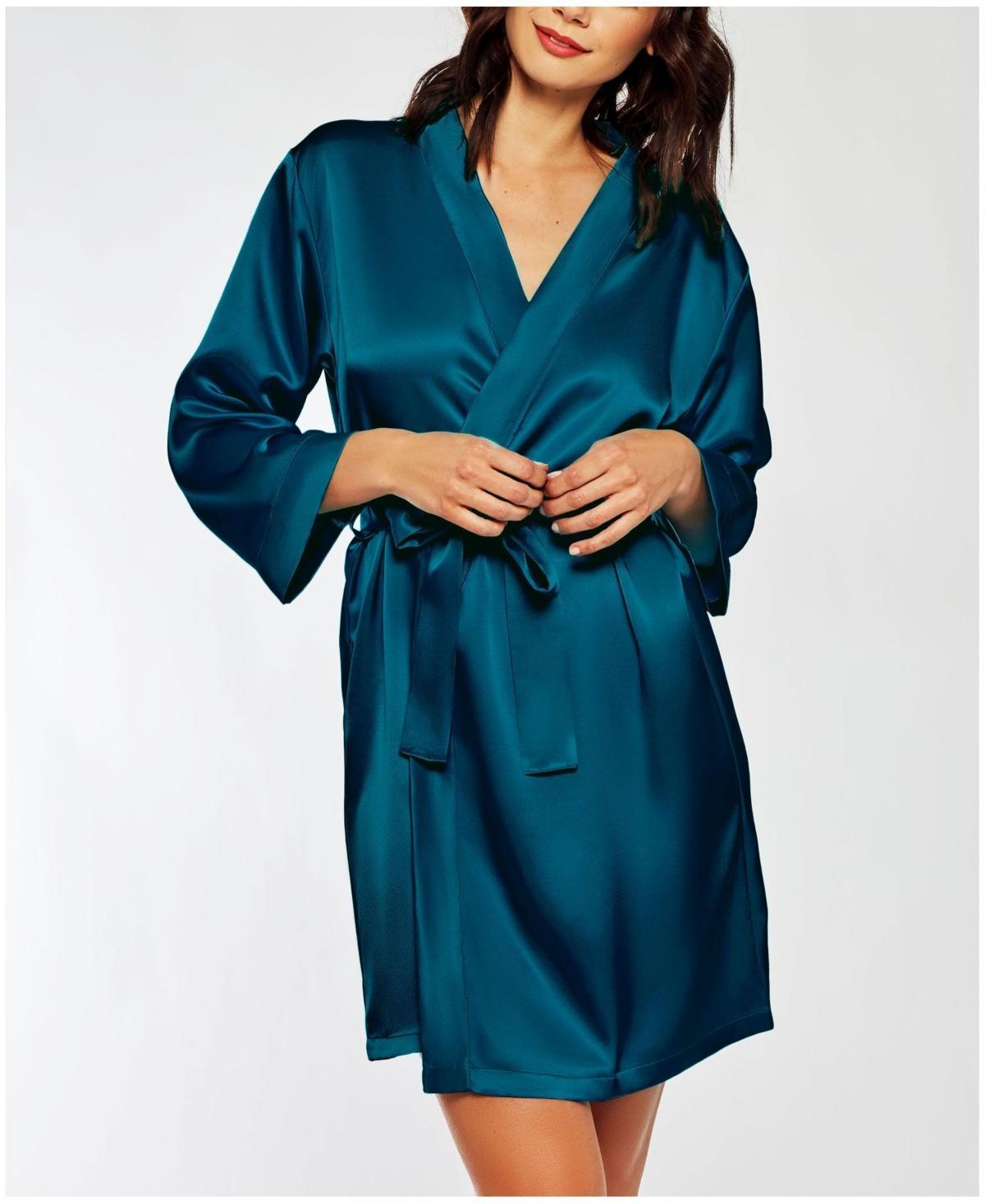 iCollection Womens Marina Lux 3/4 Sleeve Satin Lingerie Robe - Red Product Image