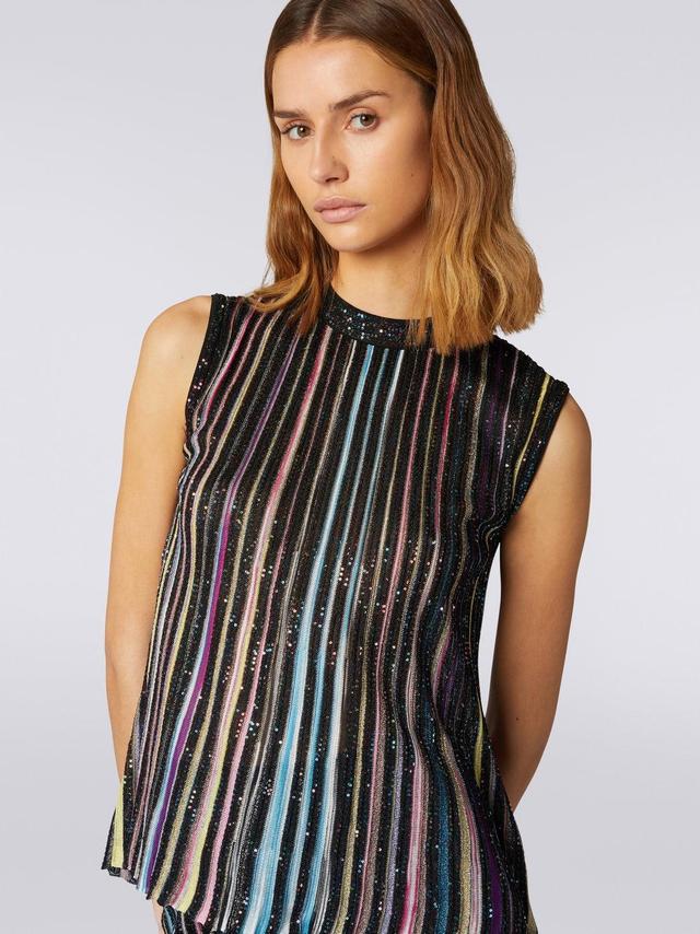 Cotton sleeveless top with sequins Black & Multicoloured | Missoni Product Image