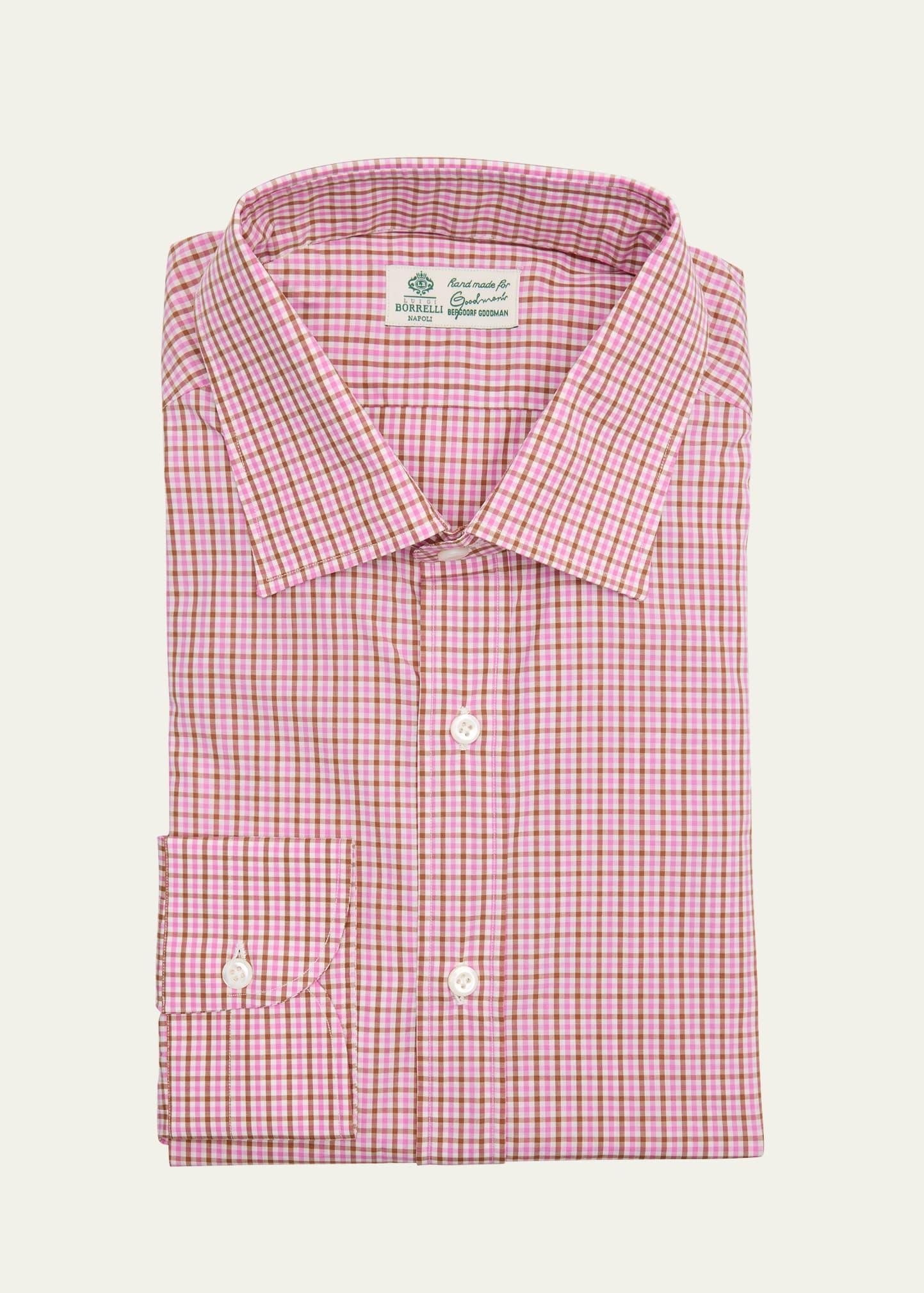 Mens Cotton Micro-Check Casual Button-Down Shirt Product Image