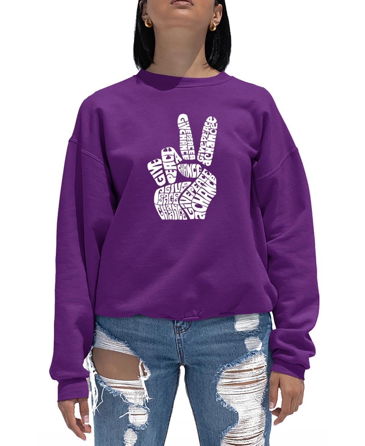 Womens Word Art Crewneck Peace Fingers Sweatshirt Product Image