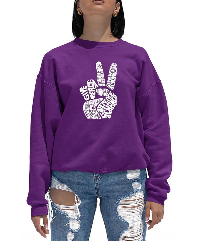 Womens Word Art Crewneck Peace Fingers Sweatshirt Product Image