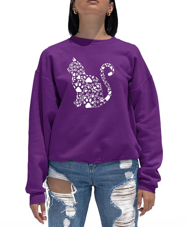 La Pop Art Womens Word Art Cat Paws Crewneck Sweatshirt Product Image