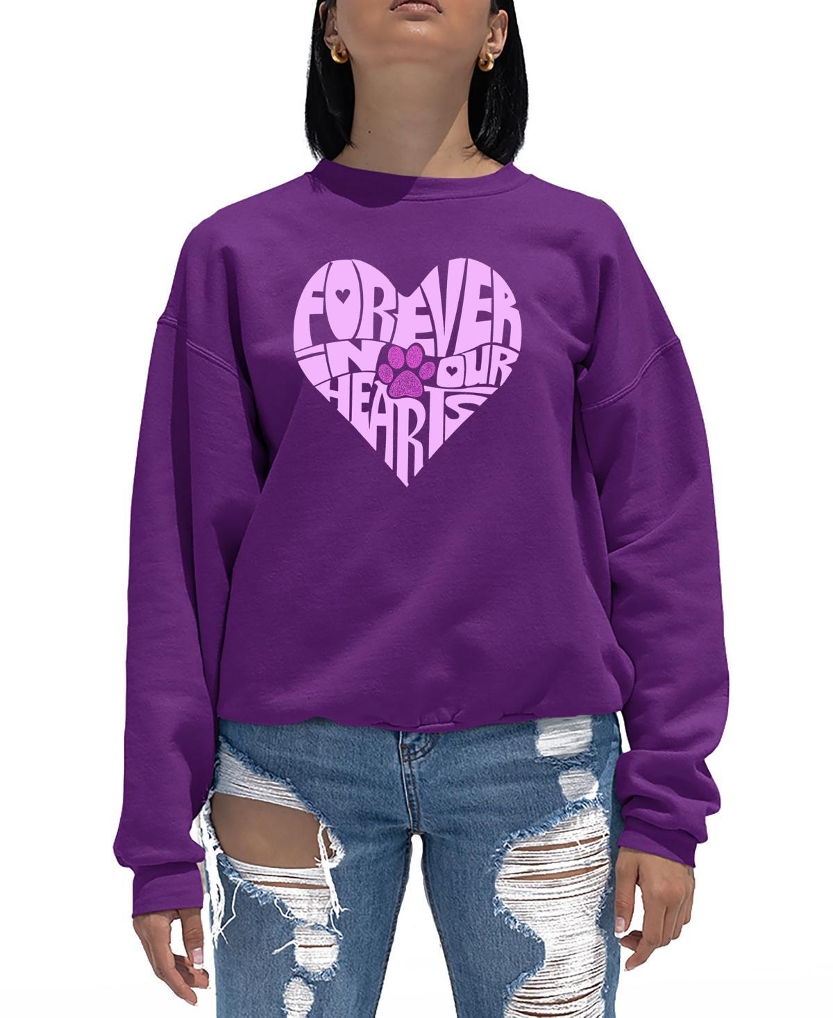 La Pop Art Womens Word Art Forever In Our Hearts Crewneck Sweatshirt Product Image