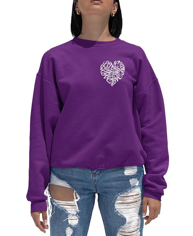 La Pop Art Womens Word Art Cursive Heart Crewneck Sweatshirt Product Image