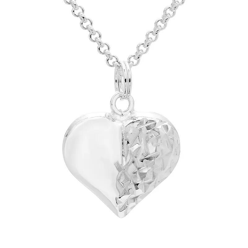 A&M Sterling Silver Heart Charm Necklace, Womens Product Image