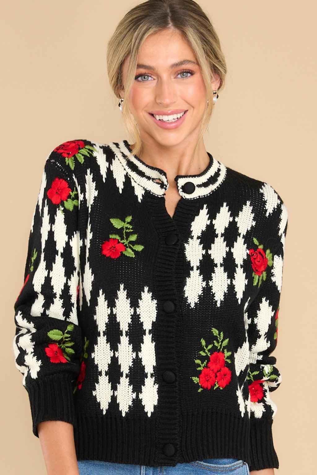 Second Chances Black Multi Print Cardigan Product Image