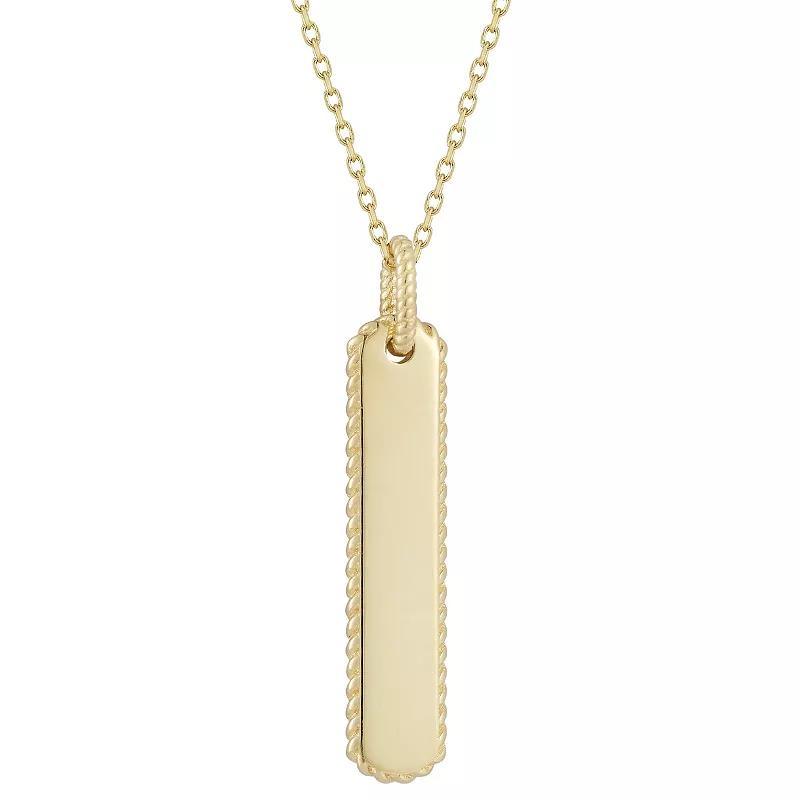 LUMINOR GOLD 14k Gold Bar Twist Border Pendant Necklace, Womens Product Image