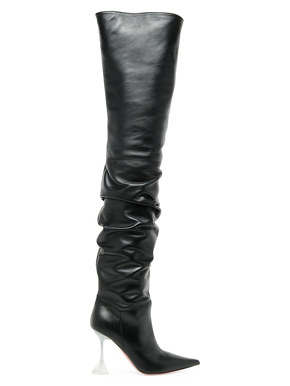 Womens Olivia 95MM Leather Thigh-High Boots Product Image