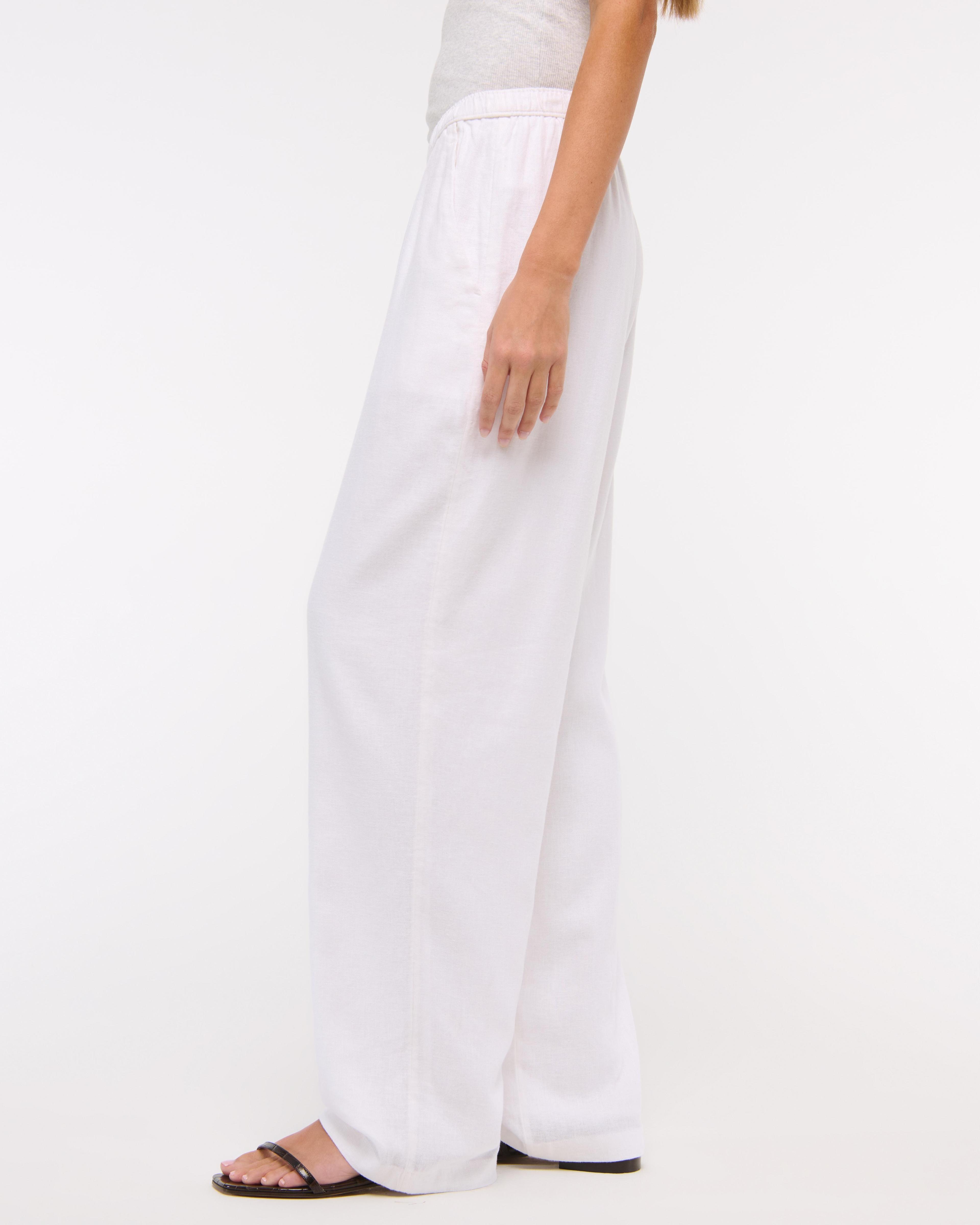 Straight Linen-Blend Pull-On Pant Product Image